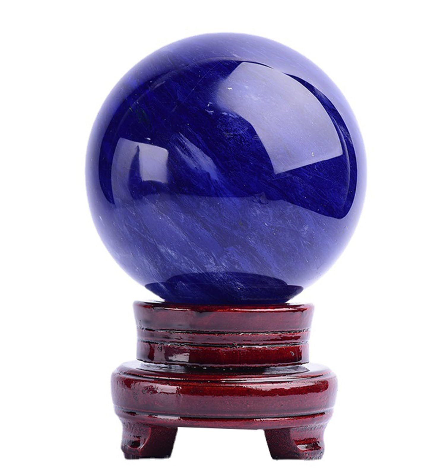 CYVXCPPGI Crystal Ball Ornaments with Stand, Blue Smelting Quartz Decorative Stone Sphere Ball for Feng Shui Divination Crystal Orb Home Decor,16cm/6.3in