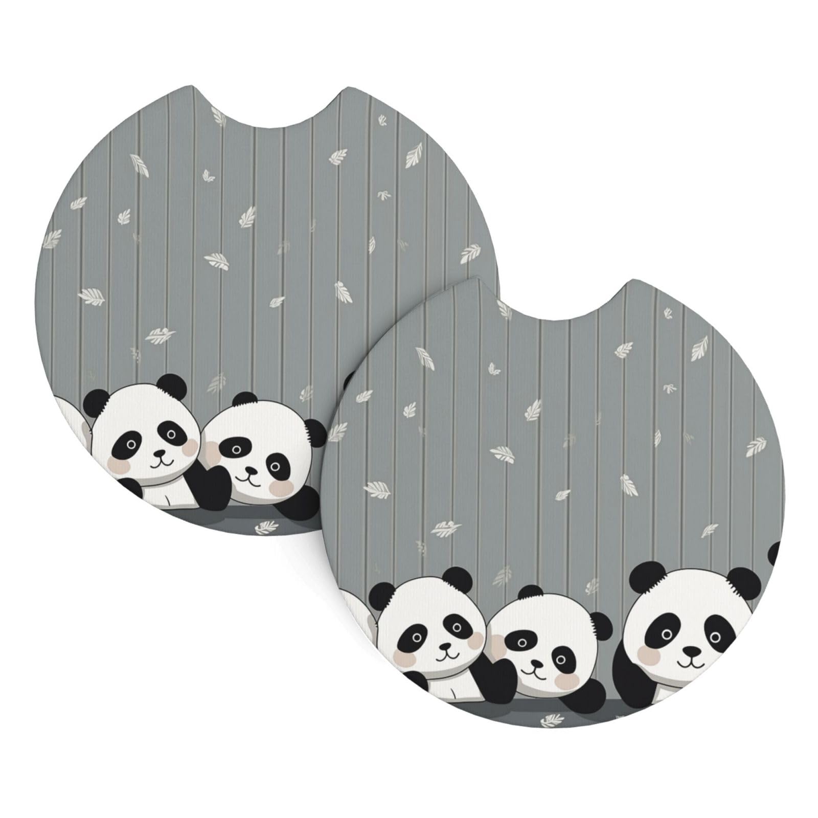 2 Pack Car Coaster for Cup Holders Funny Baby Panda Car Cup Coaster 2.7" Neoprene Non-Slip Automotive Cup Mat Universal Auto Car Interior Accessories for Women Men Cup Pad