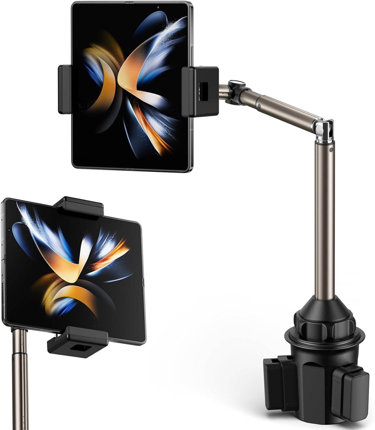 JSAUX Cup Holder Universal Mount for Foldable Phone, Cup Holder Phone Mount for Car Truck Phone Cradle Compatible with iPad Mini, Samsung Galaxy Z Fold 6/5/4, Pixel 9 Pro Fold, Xiaomi Mix Fold 4/3/2
