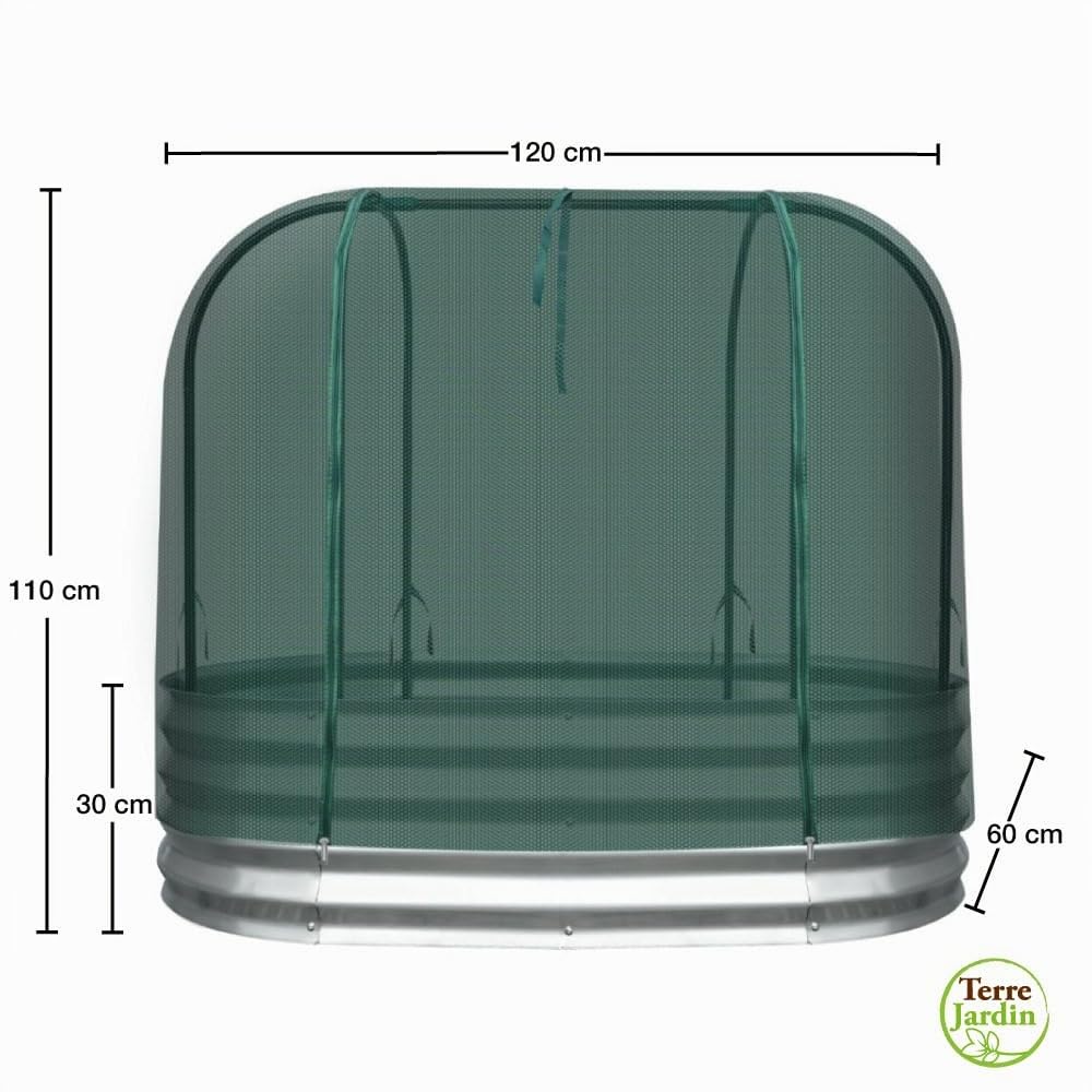 Terre Jardin Carré potager surélevé acier galvanisé avec filet