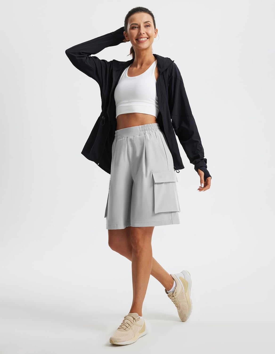 Libin Women's Hiking Cargo Shorts Wide Leg Bermuda Shorts Knee Length Lightweight Quick Dry Casual Short for Summer Travel - Image 6