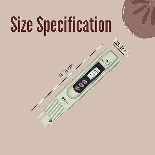 Miniatura 3 de HM Digital TDS-3 medidor de TDS portátil con funda de transporte, rango de medición de TDS de 0 - 9990 ppm, resolución de 1 ppm, precisión de