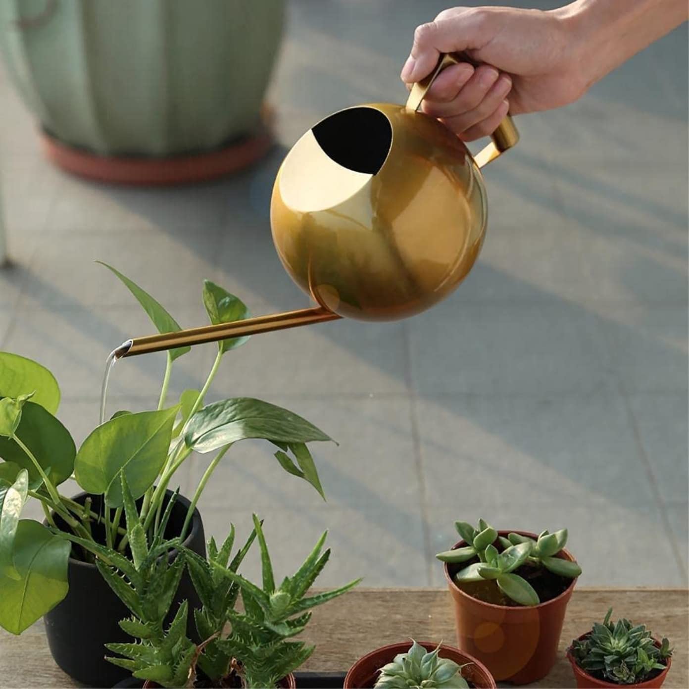 Gießkanne Edelstahl-Gießkanne Mit Langem Auslauf, Kreative Gießkanne, Um EIN Verschütten Zu Verhindern Gartenarbeit(Gold)