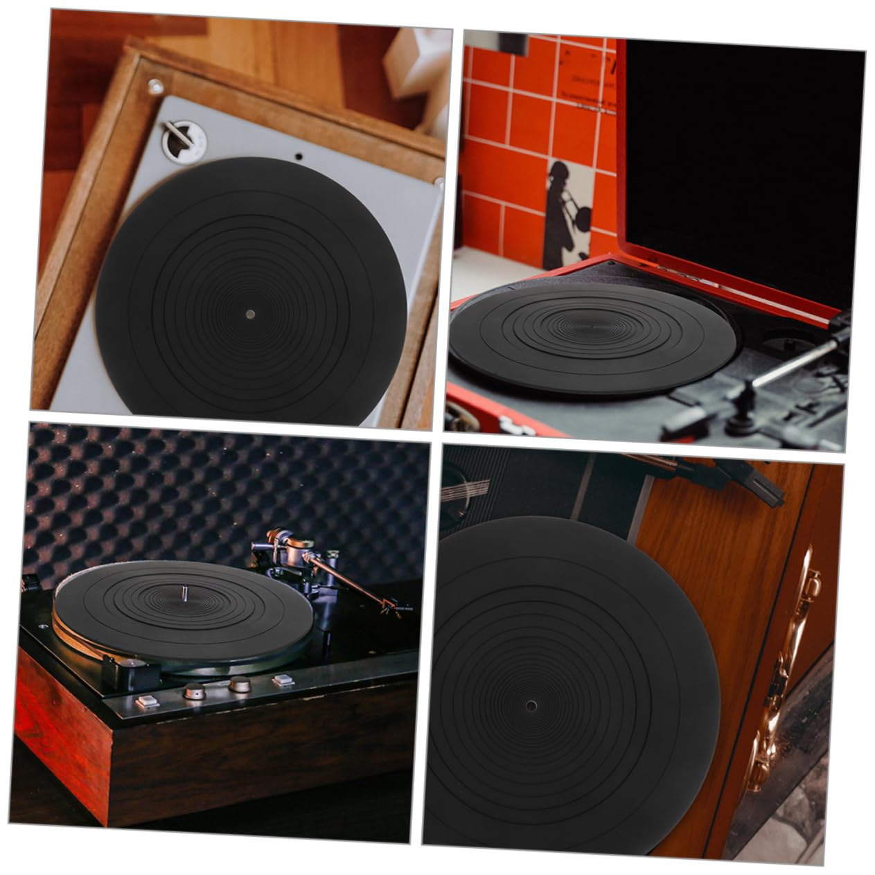 Tappetino Giradischi in Vinile Nero, Silicone, 2 Pezzi | Piatto per Dischi, Sostituzione per Pad di Protezione, Supporto Stabile e Delicato Sul Disco