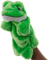 Vista 2 de Títeres de peluche de rana, marionetas de mano, juguetes para niños, imaginativo, juego de simulación, narración de cuentos, verde