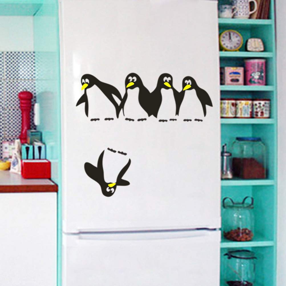 Adesivo da Parete in Vinile con Pinguini - Decorazione per Camera da Letto e Cameretta, con Adesivi per Frigorifero e Interruttore