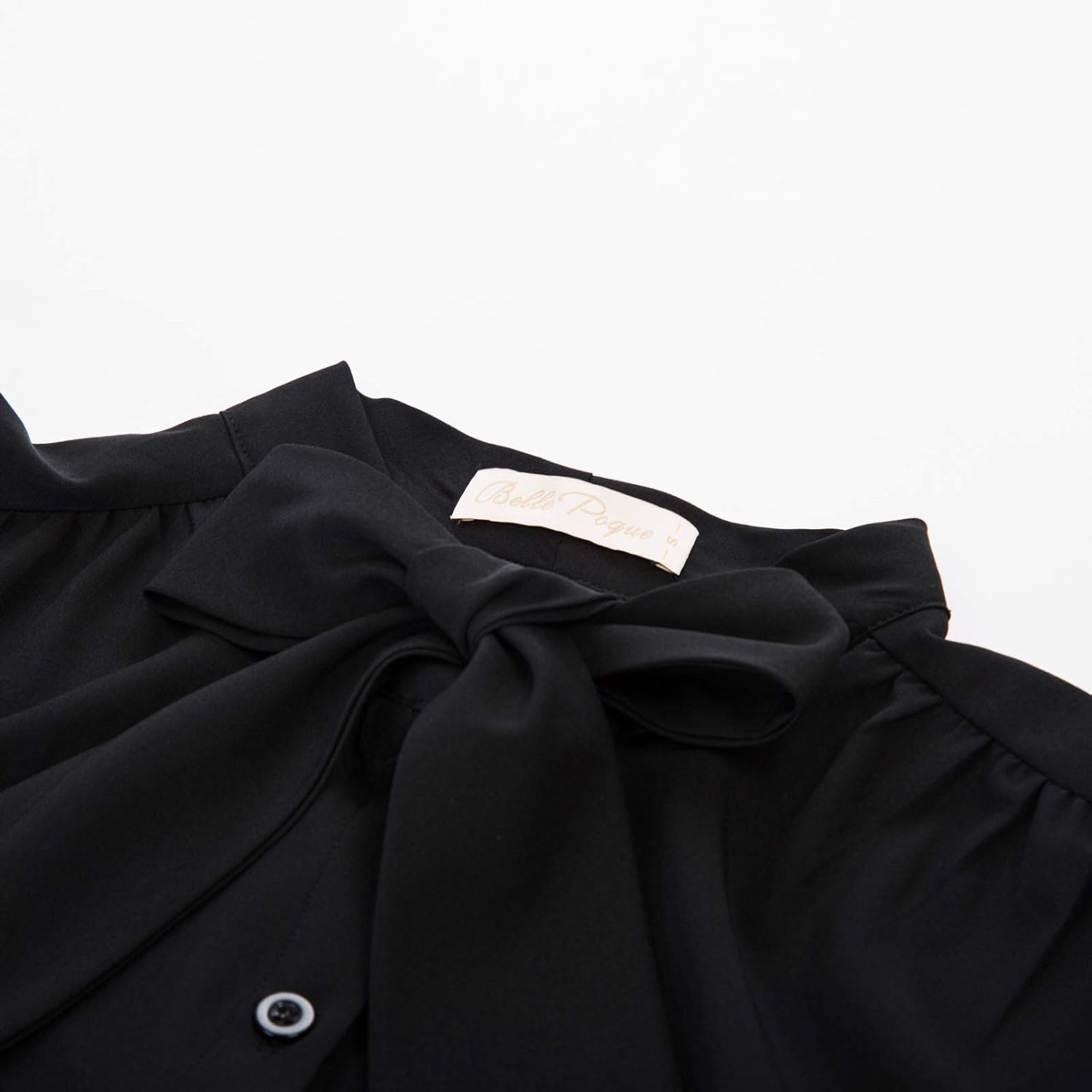 Belle Poque Summer Short Sleeve Office Button Down Blouse Vintage Business Casual Shirts Tops with Bow Tie - Image 6