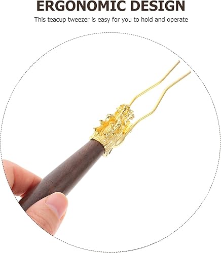 Miniatura 5 de Wakauto Juego de té chino de metal para tetera, clip para tapa de tetera, tenedor con mango de madera, soporte de tapa para tetera japonesa,