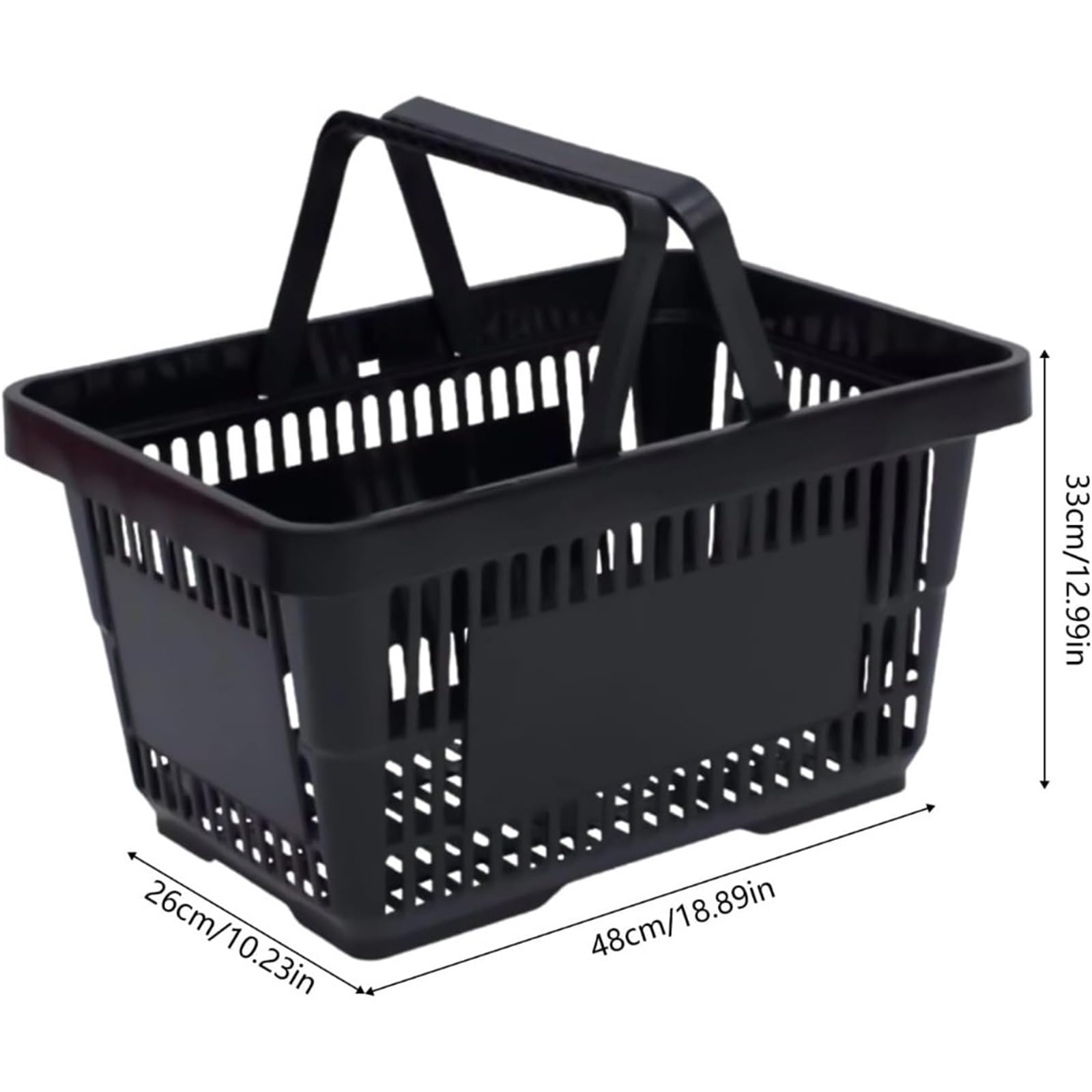 Cesta de la compra apilable de plástico de 28 L con asas de transporte plegables para mercado, tienda de comestibles, tienda minorista, picnic