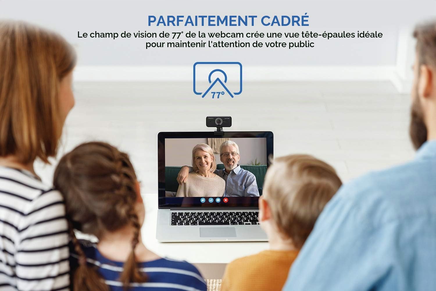 Creative Live! Cam Sync 1080p V2 Webcam USB grand angle avec fonction muet automatique et réduction du bruit pour les appels vidéo, double microphone intégré pour zoom, Skype