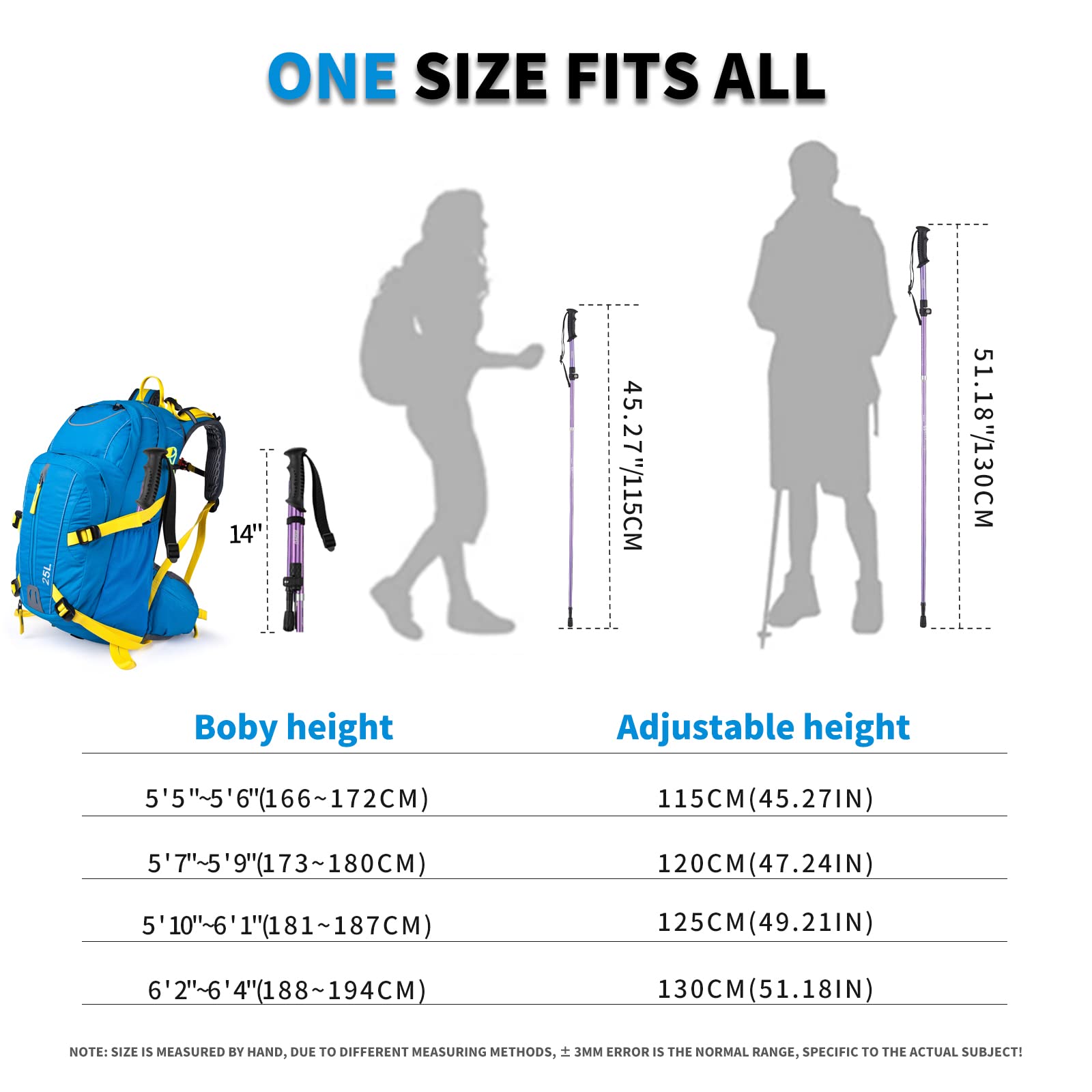 Black Trekking Poles Walking Sticks for Hiking Climbing Aluminum Lightweight Lollapsible for Men Women 2 Pack Adjustable Gear with One Free Disposable Raincoat