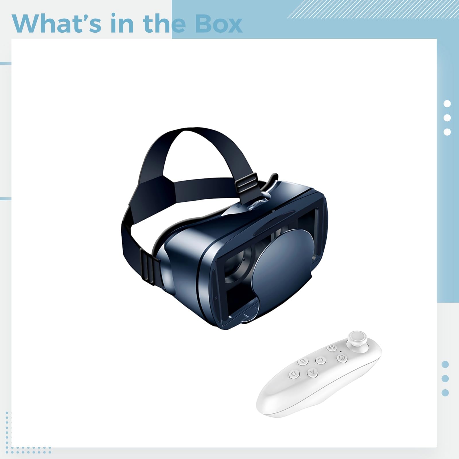 VR Headset mit Controller, Virtual Reality 3D VR Brille für Handy, immersive 3D Filme und AR Spiele, verstellbare Passform, kompatibel mit 5 bis 7 Zoll Smartphones, 12 x 4,4 x 3,3 cm