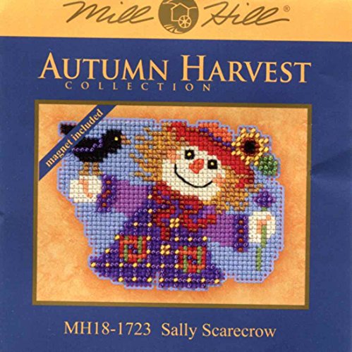 Image of Sally Scarecrow Beaded Counted Cross Stitch Ornament Kit Mill Hill 2017 Autumn Harvest MH181723