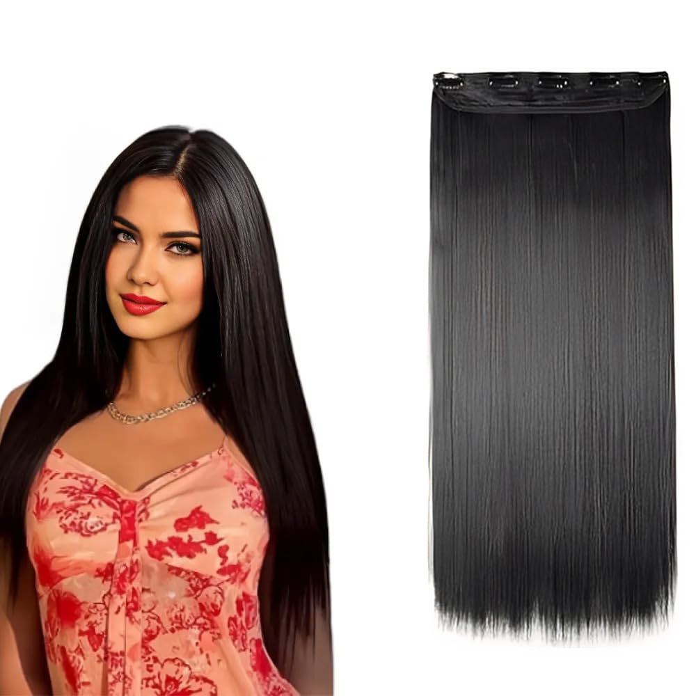Silky Soft Hair Extensions And Wigs Women Straight Hair Extension For Girls Black color-image-23