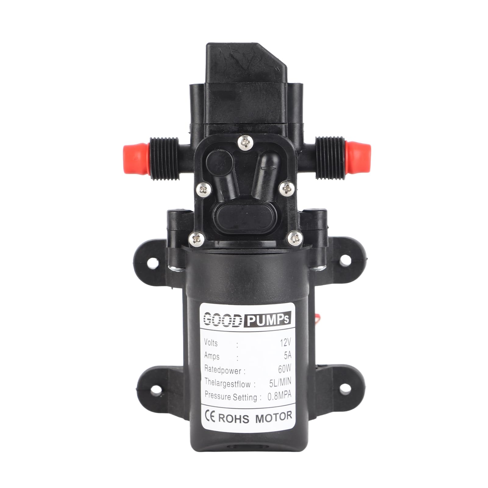 lyrlody High Pressure, 12V 60W Automatic Diaphragm Self Priming, 115Psi 5L/min, for Garden Sprinklers Boat Caravan