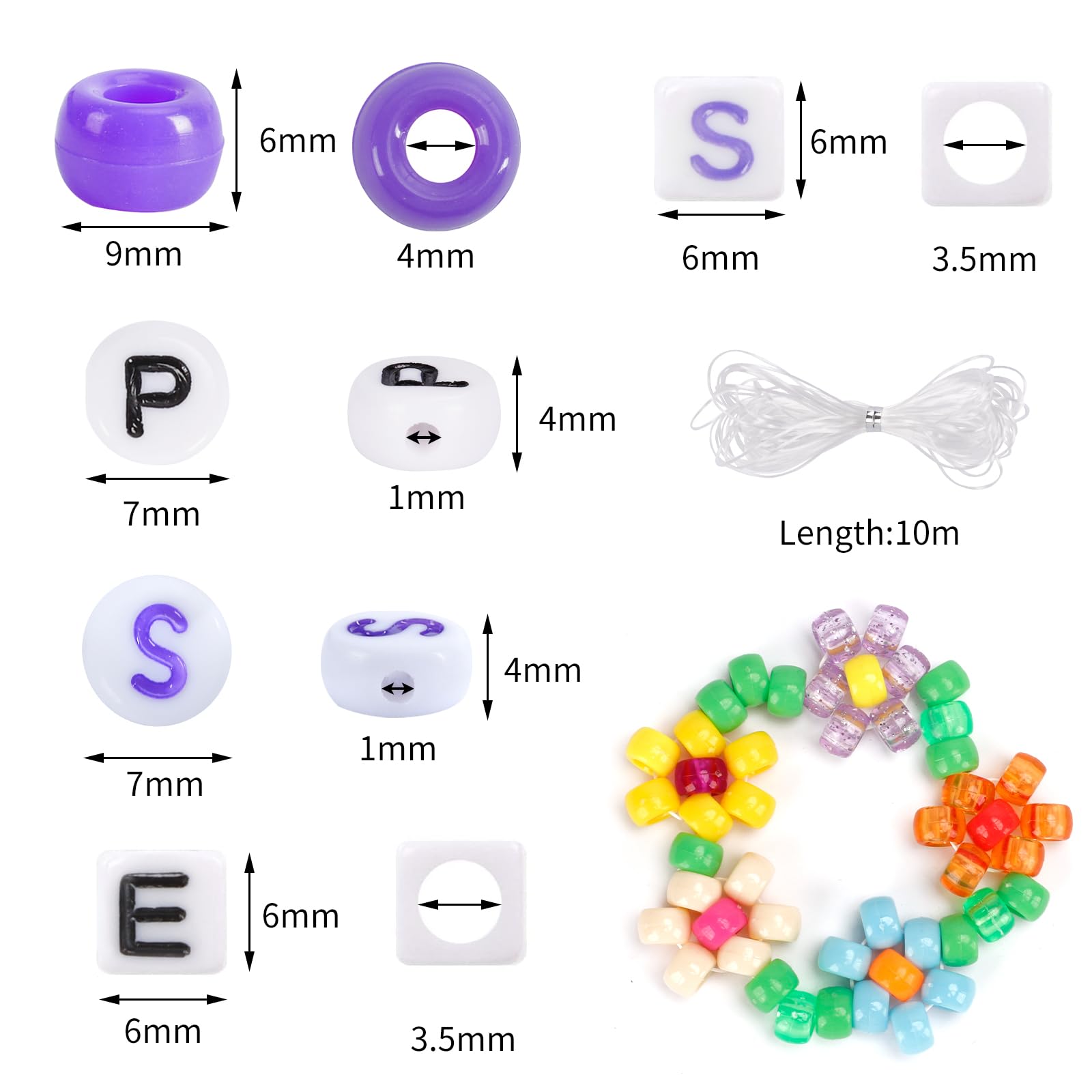 QUEFE 4680pcs Pony Beads Friendship Bracelets Making Kit, 120 Colors Kandi Beads Set for Jewelry Making, 3840pcs Plastic Rainbow Bead and 840pcs Letter Beads for Gift, Necklace and Craft