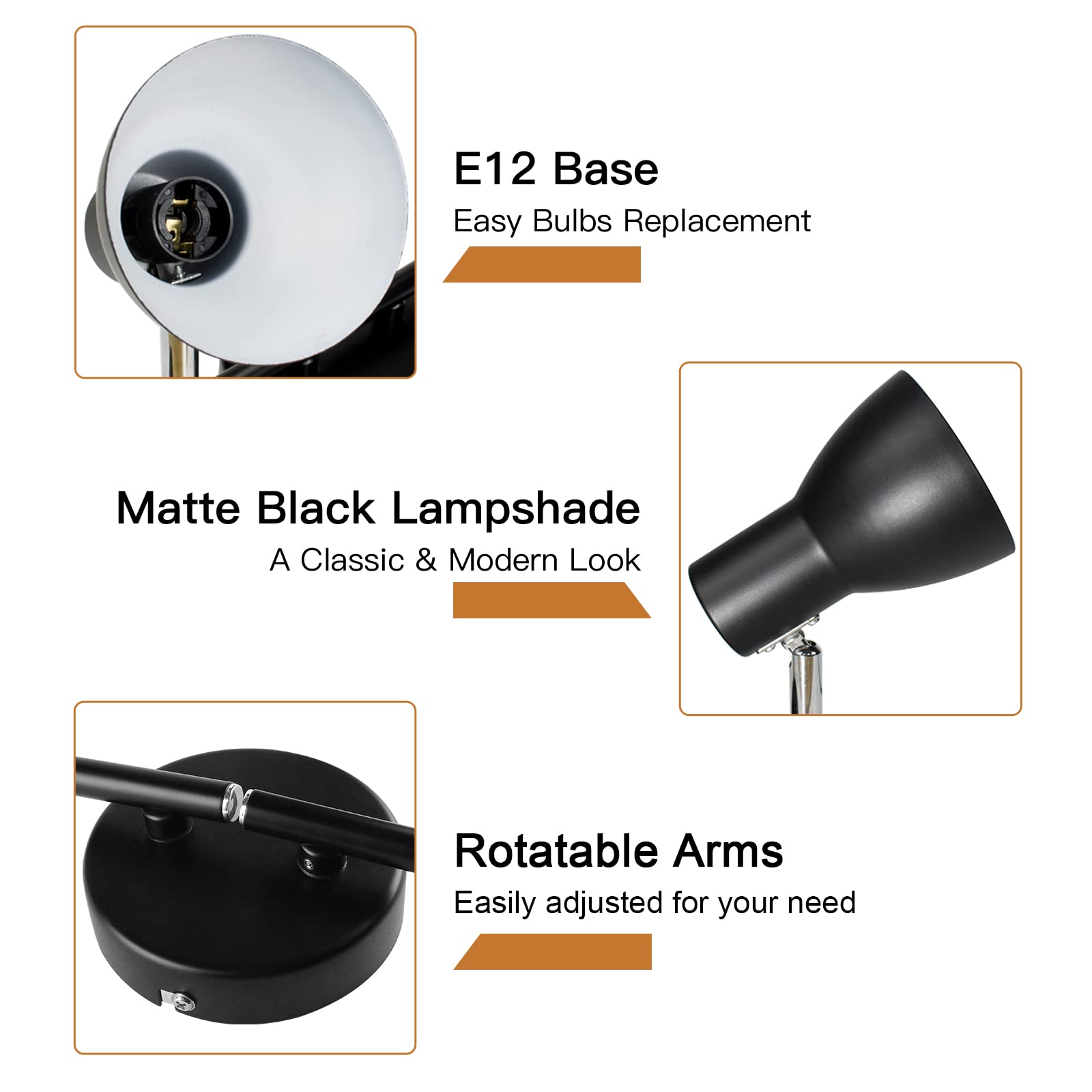 GORDNWE Modern 4-Light Track Lighting Kit, Black Kitchen Ceiling Track Light with E12 Socket & Adjustable Heads, Foldable Ceiling Spot Light for Kitchen, Office, Dining Room, Closet, Studio, Hallway