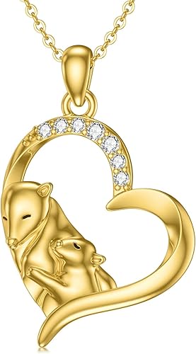 MUUYON Collar de oro de 14 quilates para mujer, collar de oro amarillo real para madre e hija, collar del día de la madre de hija para madre de