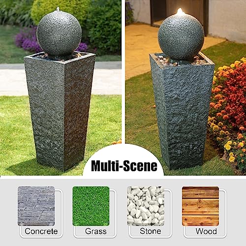 Glitzhome Outdoor Water Fountain With Led Light Oversized Decorative Pedestal Water Fountain With Submersible Pump Vintage Decor For Garden Patio Deck Porch thumb #4