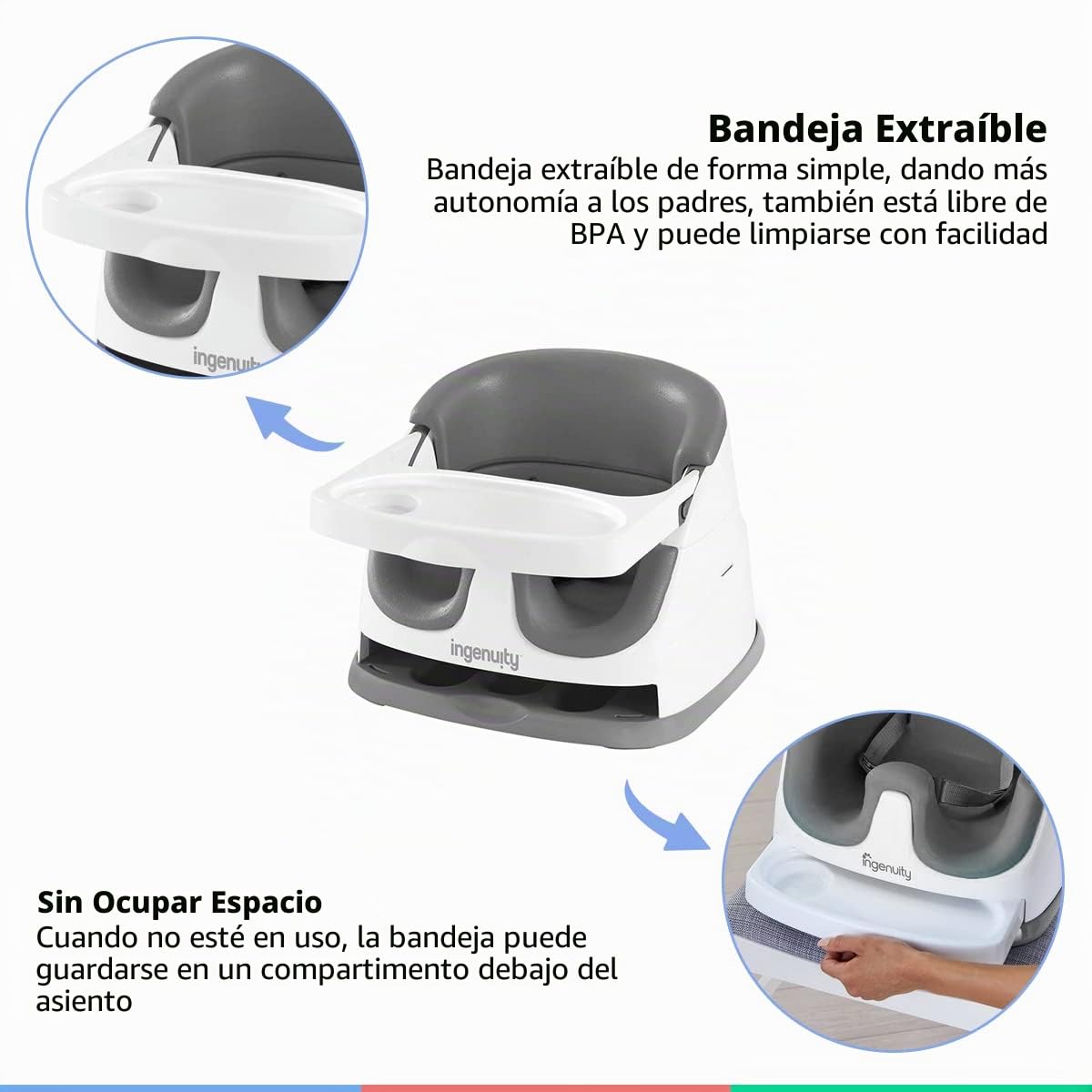 Ingenuity Asiento Elevador 2 en 1, gris pizarra