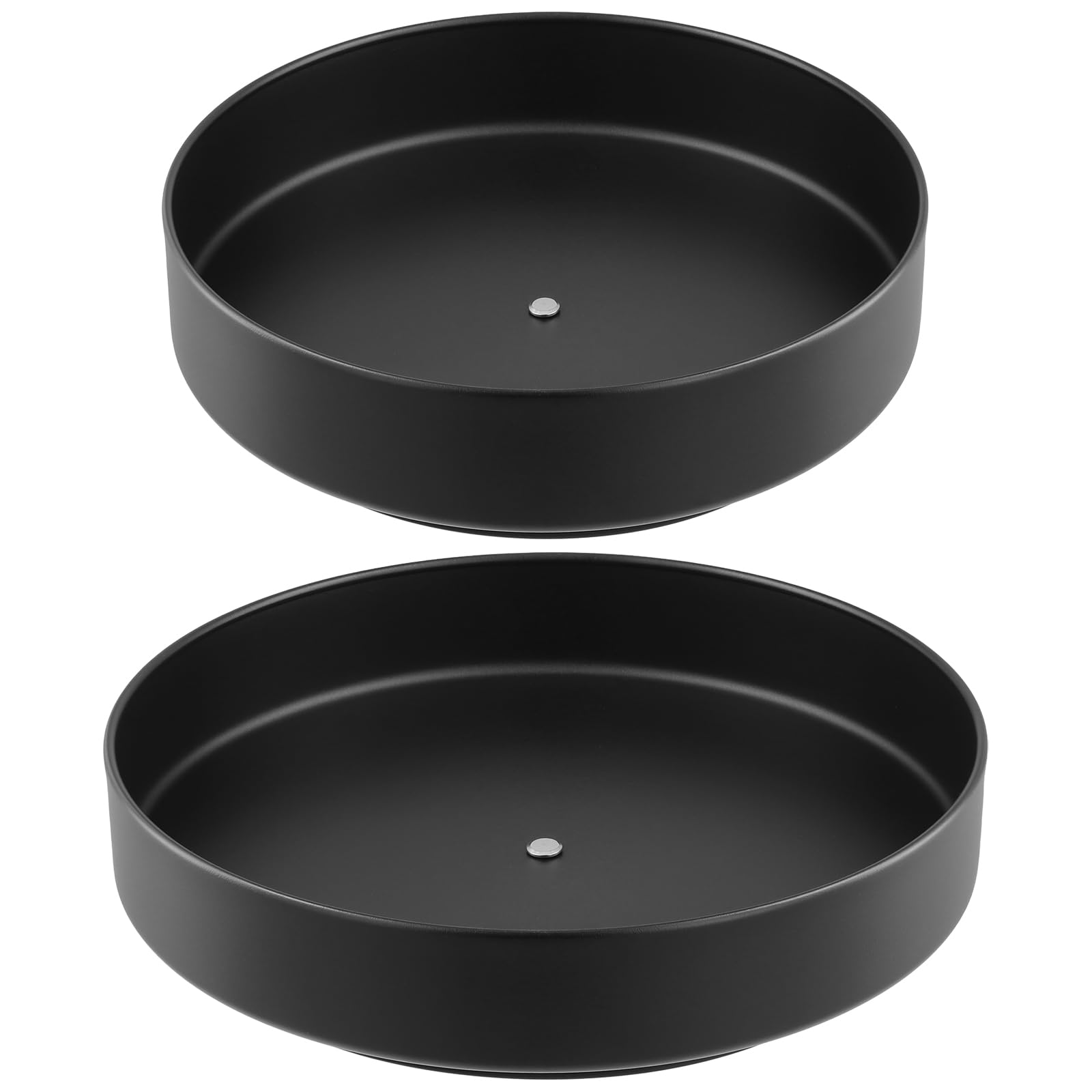 SINJEUN 2 Stück Drehteller Organizer, 30cm und 26cm Schwarz Metall Lazy Susan Drehteller, Drehbares Gewürzregal Drehbarer Organizer für küche