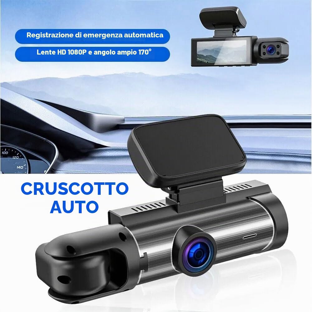 Sherum Dash Cam, Telecamera Anteriore e Posteriore, registratore di Guida per Auto con Visione Notturna 1080p, modalità parcheggio 24 Ore, Accessori per Auto,WiFi DashCam