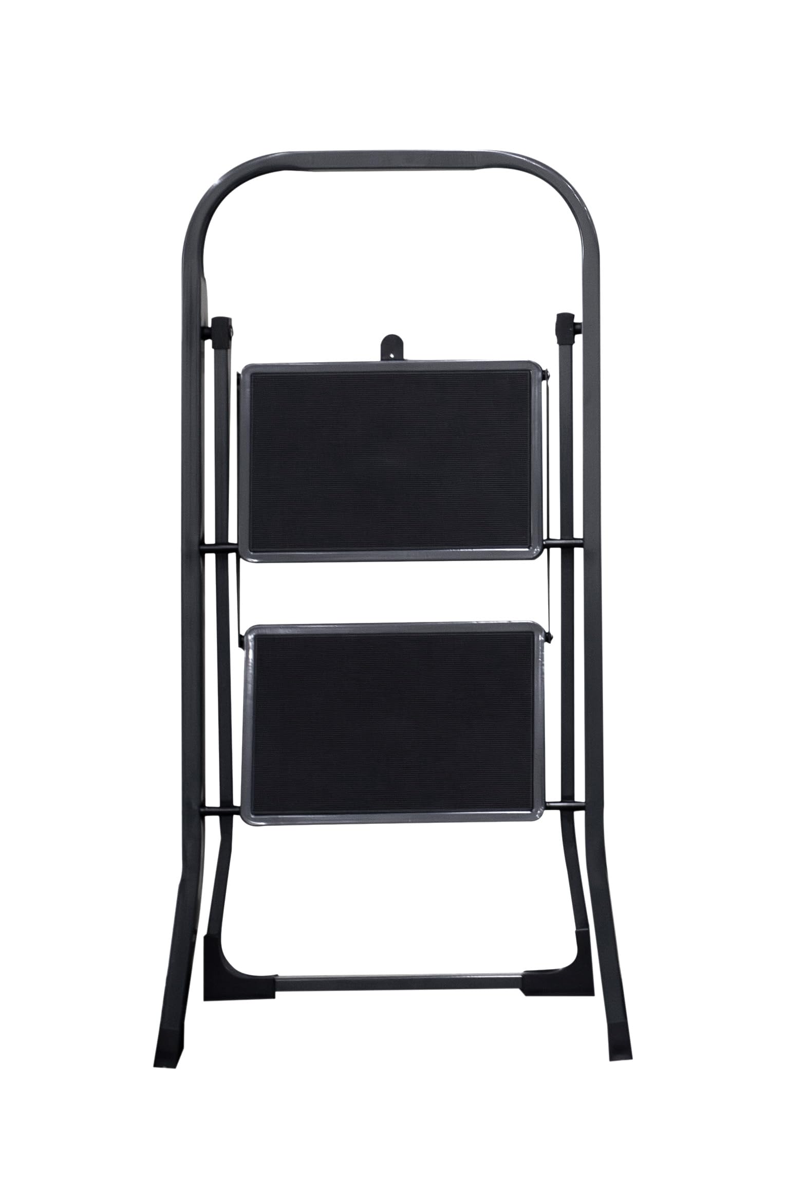 HYTAMA TOOLS Scala Scaletta 2 Gradini Pieghevole Black Mini, Nero con Piedini Antiscivolo, Struttura in Acciaio, Leggera, Multiuso, Certificata EN14183 Portata 150Kg
