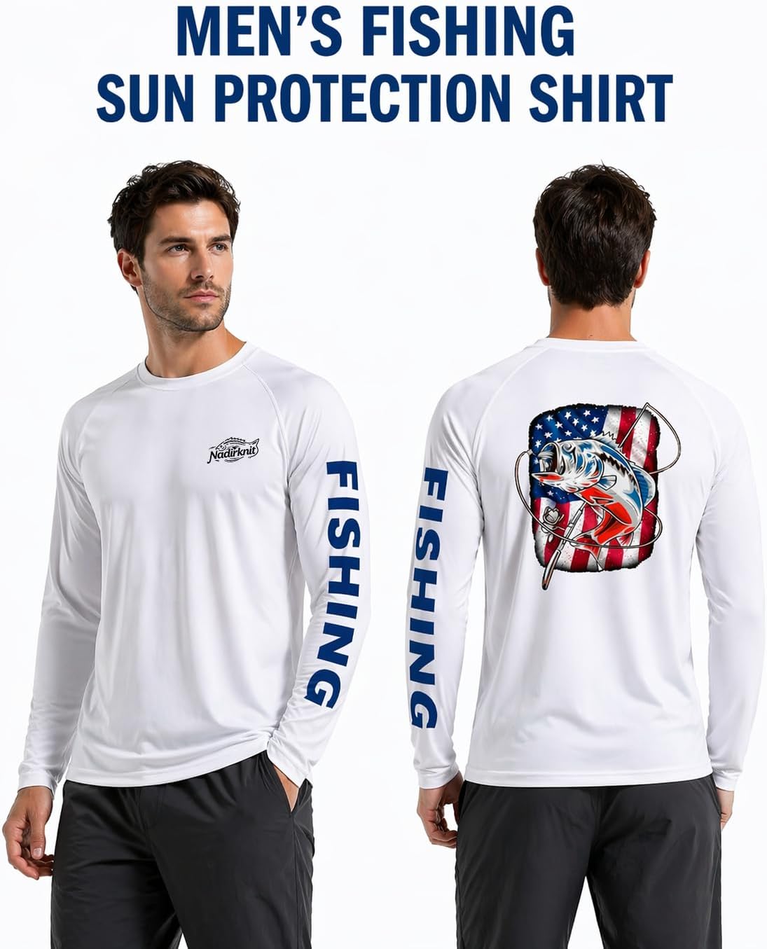 2 Pack Fishing Shirts for Men Long Sleeve UPF 50+ Sun Protection Shirt Moisture Wicking Rash Guard T-Shirt
