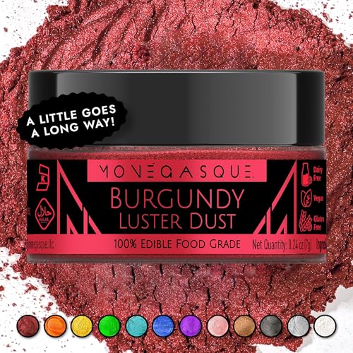 Image of MONEGASQUE Red Edible Glitter for Drinks & Cakes, Luster Dust, 7g | Shimmer Powder, for Cupcakes, Chocolate & Strawberries, Cocktail Garnish, Food-Grade, Vegan, for Bakers & Mixologists