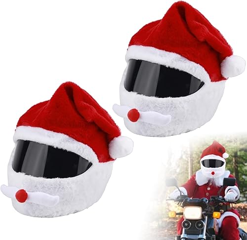 Fundas navideñas para casco de motocicleta, cubierta de casco de motocicleta de Papá Noel, cubierta de casco de Santa Claus, cubierta divertida para