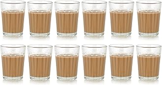 Homenique 12 Pcs Tea Chai Milk Coffee Small Glass Cups for Brother, Sister, Women, Men, Girls | Chai Glasses Tea Set Coffee Cup (Transparent) (100 ml - Cup Set of 12)