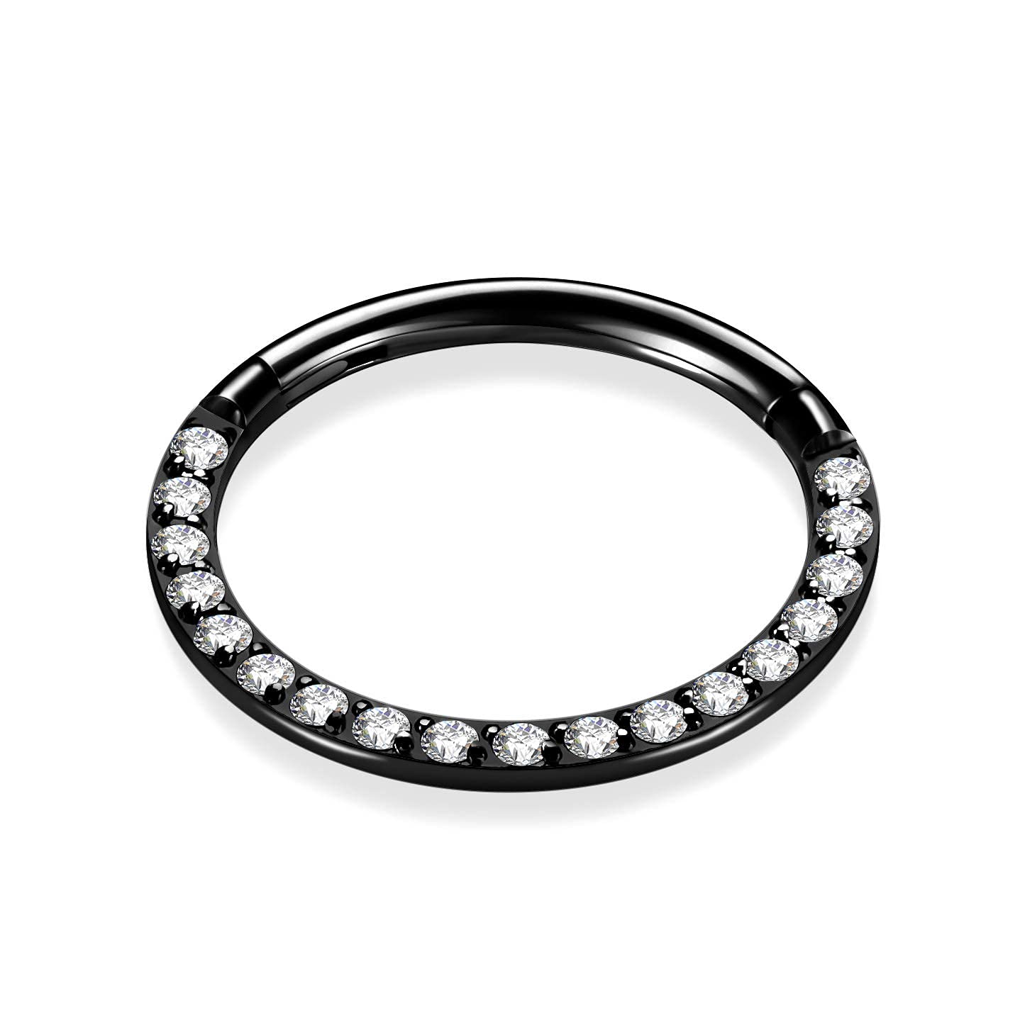 hengkaixuan CZ Opal Septum Jewellery Daith Ring Conch Hoop Seamless Clicker Ring Surgical Steel Rook Tragus Conch Piercing Jewellery Small Hoop Earring Nose Hoop Ring — view 2