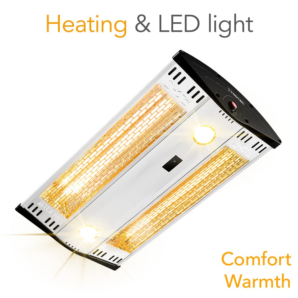 TROTEC IR 2000 C Deckenheizstrahler Infrarot – 2.000 W, LED-Beleuchtung, Fernbedienung, IP55, für Balkon und Terrasse