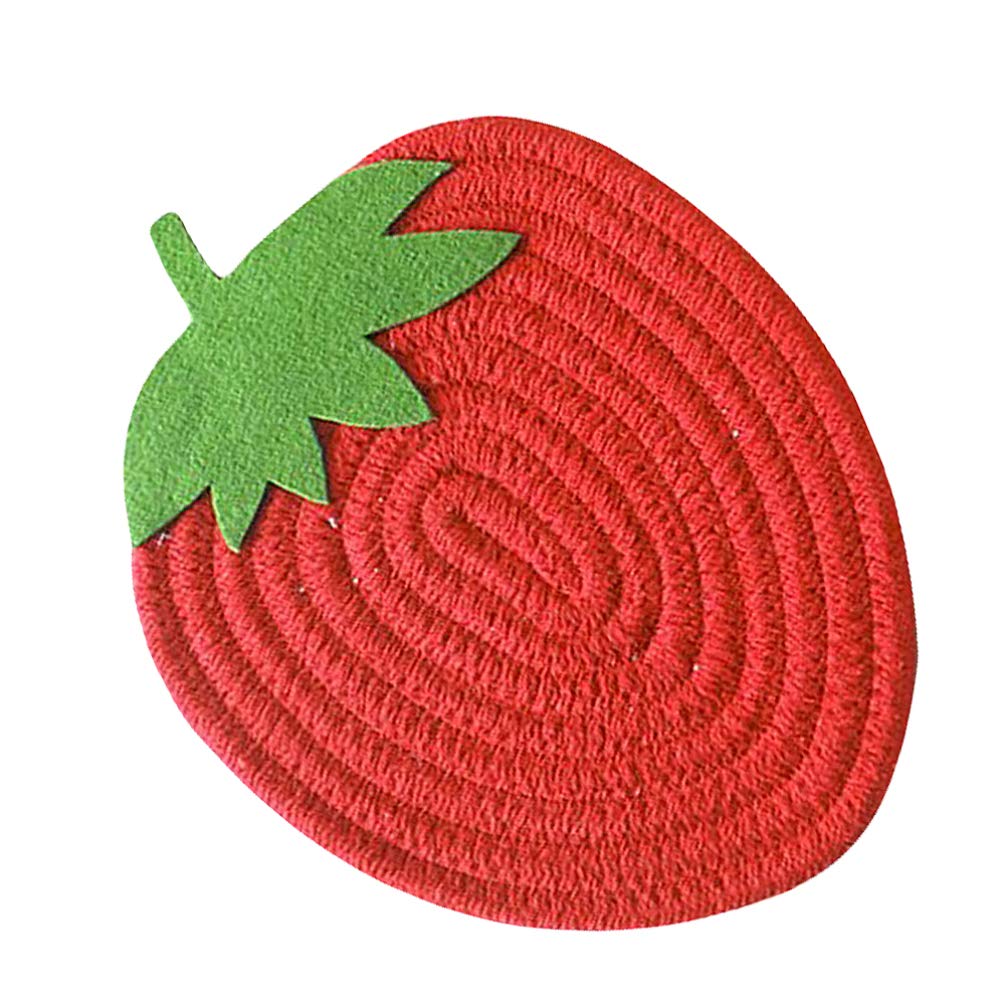 Hemoton Pot Holders Cloth Trivets Strawberry Shaped Cotton Thread Kitchen Table Mats Hot Pads Heat Resistant Coasters for Cooking Baking Table Decorations