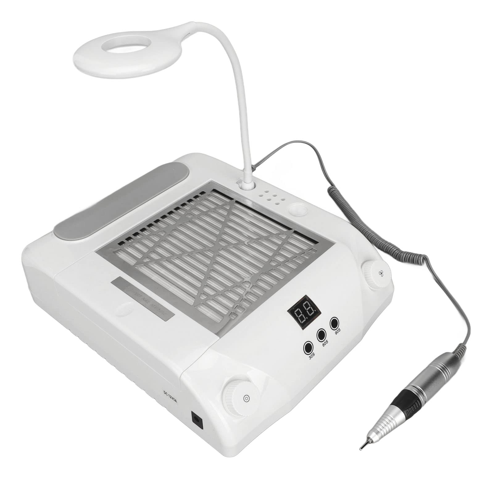 Aspirador Uñas, Aspirador Manicura Profesional, 100-240V Pluma de Molienda de 35000 RPM de Succión Ajustable Almohadilla de Silicona Aspirador Polvo Uñas para Manicura Profesional