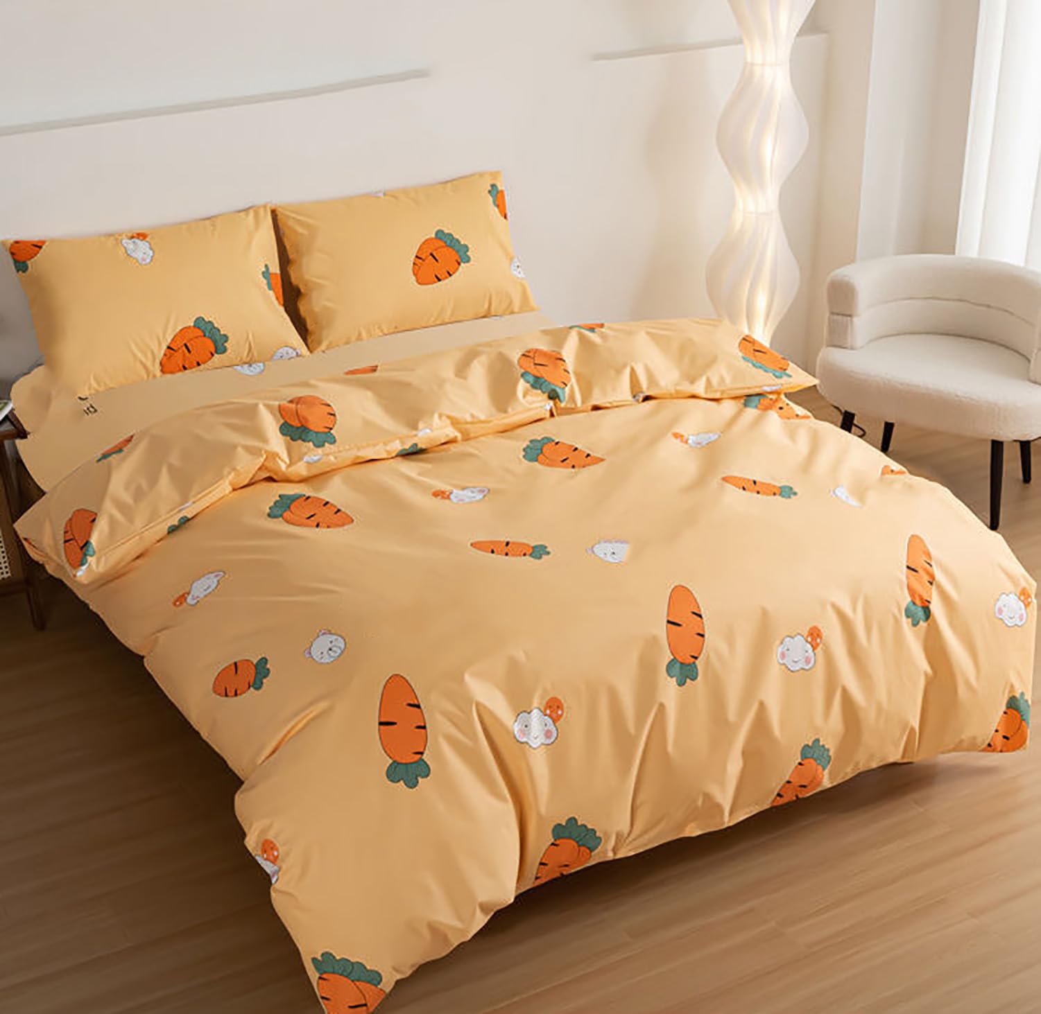 WYFKYMXX Waterproof Duvet Protector Single Size Washable Protector Cotton Soft & Breathable Zippered Incontinent Prevention Duvet for Woman,Elderly,Children,Pets. (Yellow,Single)