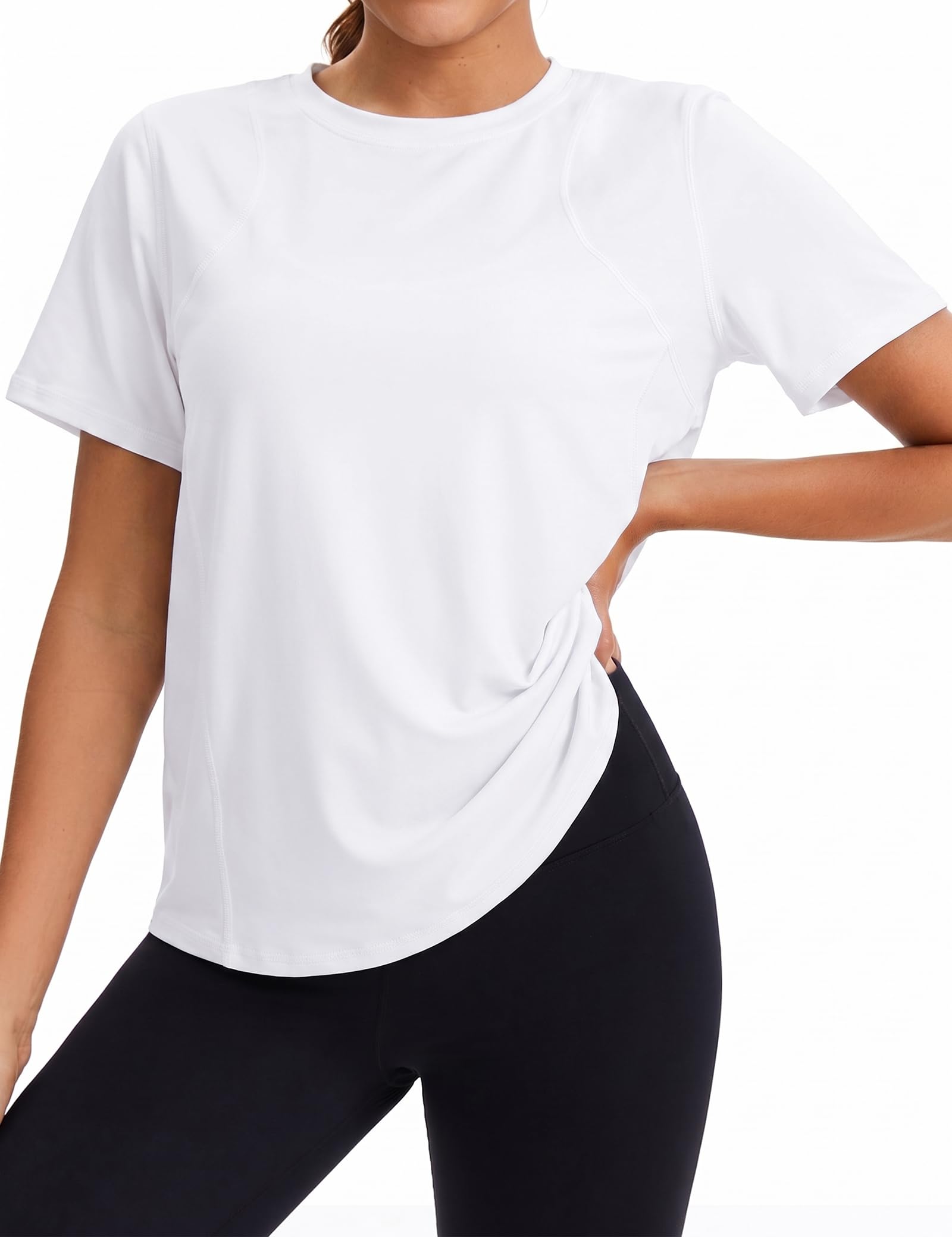 Gyabnw Damen Sportshirt Kurzarm mit Rundhals | Atmungsaktiver leichter Stoff, als Funktionsshirt für Fitness und Training