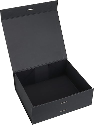 Miniatura 3 de SWANGSA Caja de regalo negra con tapa de 10.2 x 8.8 x 3.8 pulgadas, caja de regalo grande con cinta y cierre magnético, caja de propuesta de padrino