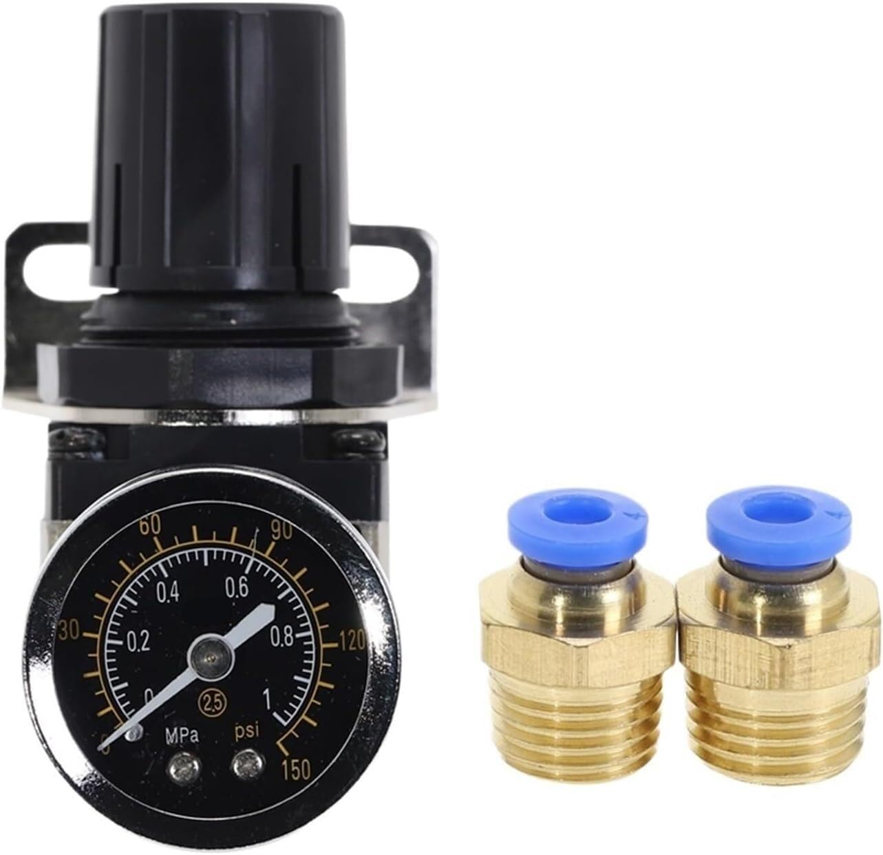 Crcrc One Color Ar2000-02 G1/4'' Pneumatic Pressure Regulator With Pressure Gauge, Adjustable Regulating Valve For Compressors 1Pc(Ar2000-02 Pc4-02)