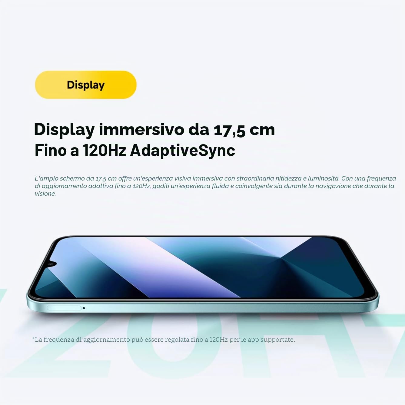 XIAOMI POCO C85, Smartphone 8+256GB, Display da 6,99 pollici 120 Hz, design 7,99 mm, MediaTek Helio G81-Ultra Octa-core, doppia fotocamera AI da 50 MP, 6000 mAh, verde, caricabatterie non incluso