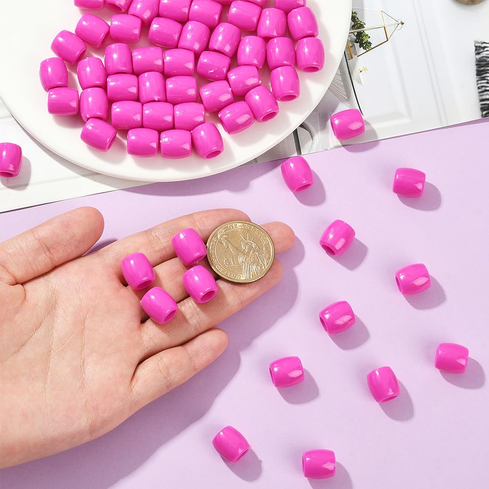 SUNNYCLUE 1 Box 120Pcs Pink Braid Beads Hair Loc Beads ABS Plastic with 6.5mm Hole Focal Dreadlock Hair Decoration European Loose Bead for Jewellery Making Braid Clips Accessories DIY Crafts Adults - Image 4