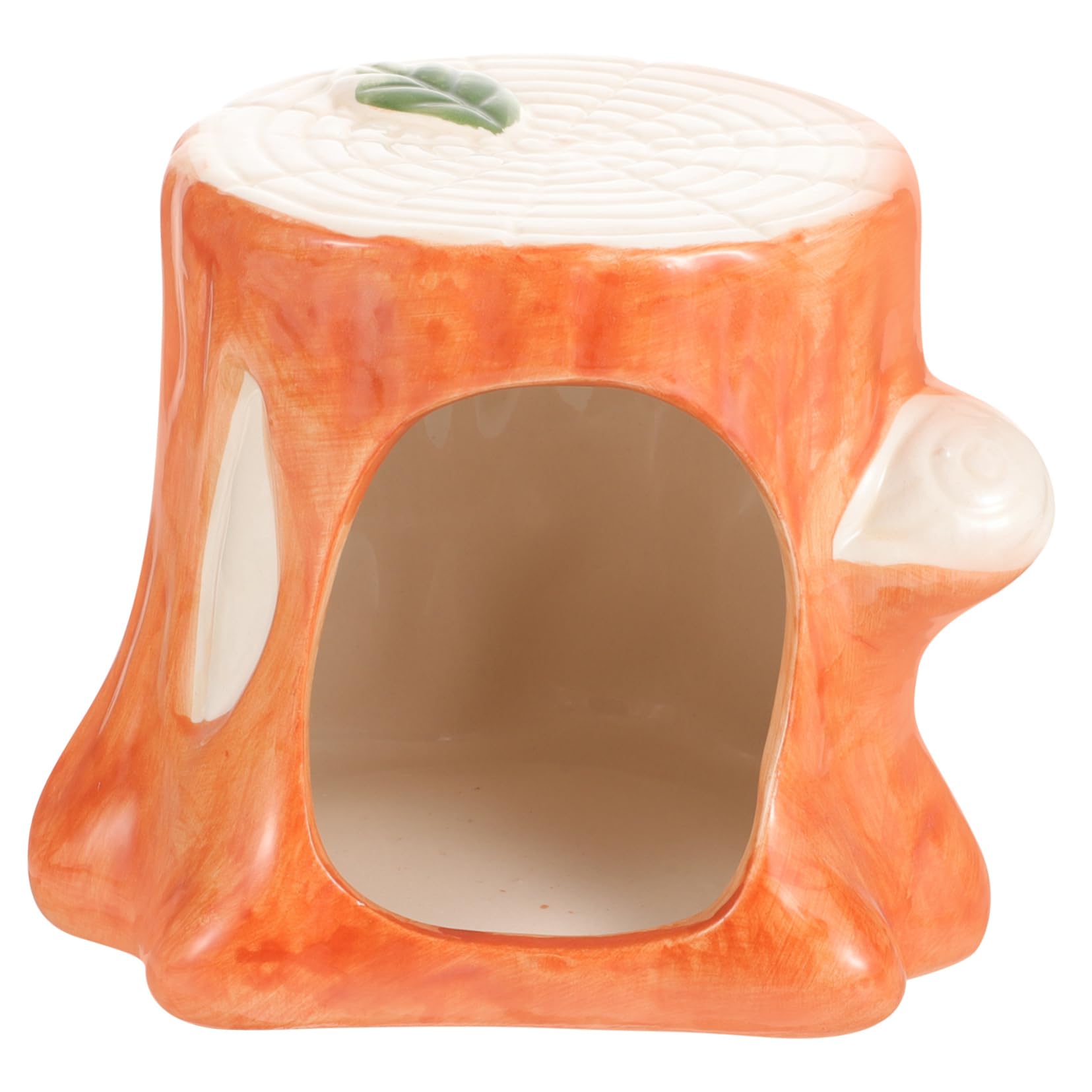 Kisangel Hamster Ceramic Stump Nest Summer Cooling House for Pets Comfortable Hideout for Hamsters Guinea Pigs and Dwarf Bunnies and Pet House for Year Use