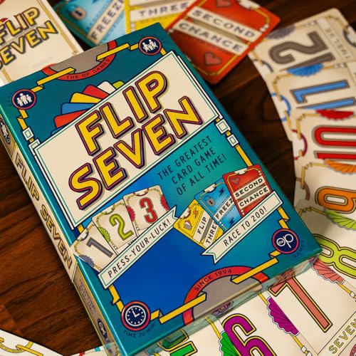 Image of The Op Games Flip Seven Card Game, Party Theme, 3+ Players, Ages 8+, 20 Minute Gameplay