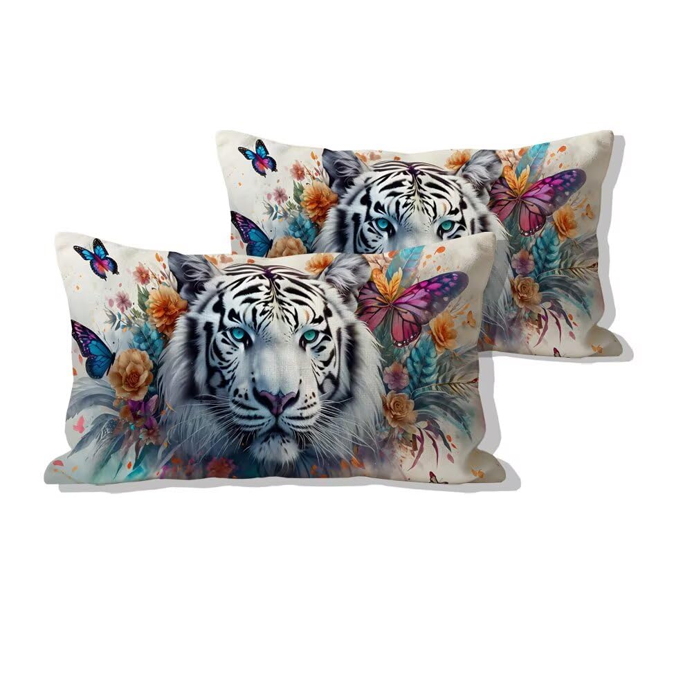 Taie d'oreiller tigre fleur 50x90cm pour transformer l'ambiance de votre salon