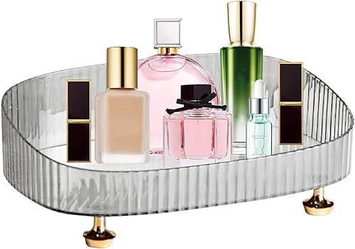 Estuche de exhibición de cosméticos, organizador de perfume de maquillaje con cajones, bandeja de encimera de tocador de baño de diseño ovalado, disponible en Yaxa Peru