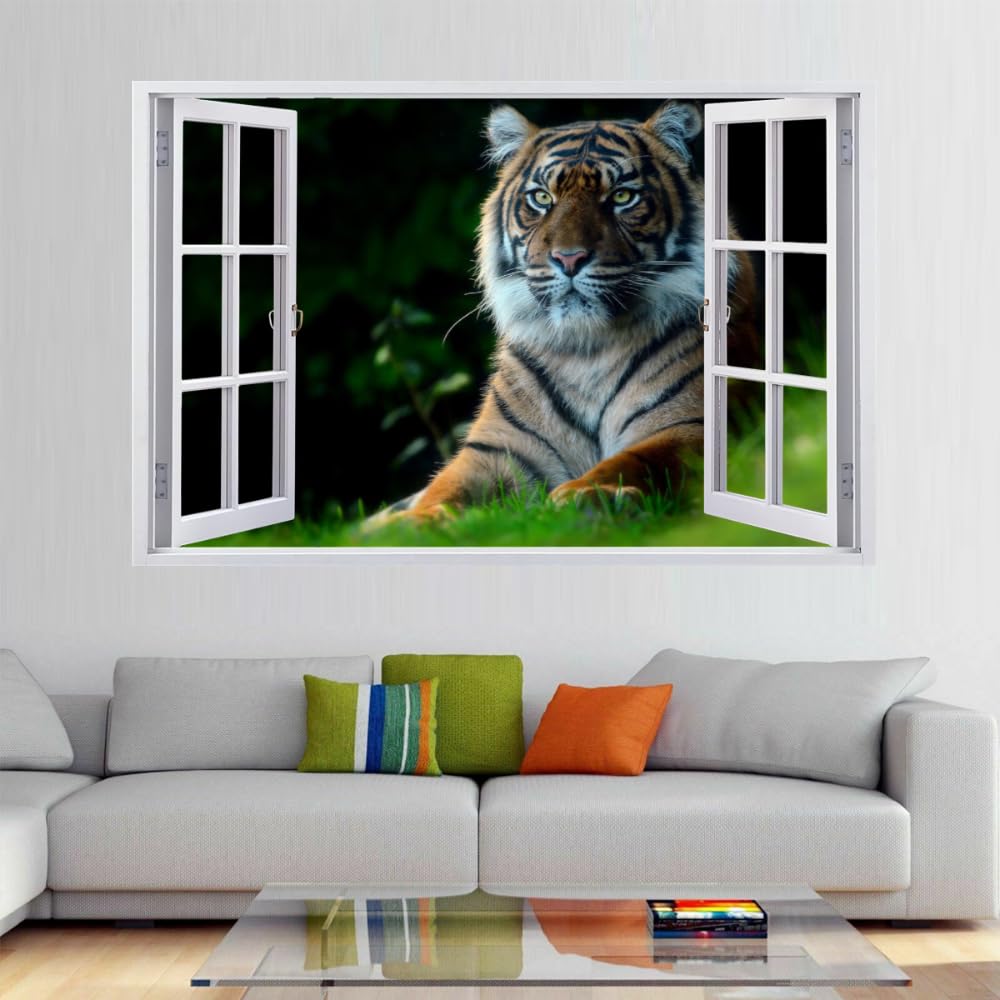 Calcomanía Rota 3D, Tigre Adhesivo Extraíble De Vinilo Para Despegar Y Pegar, Tatuaje De Pared Niñas Niños Dormitorio Guardería Habitación Decoración Para El Hogar 110x70cm
