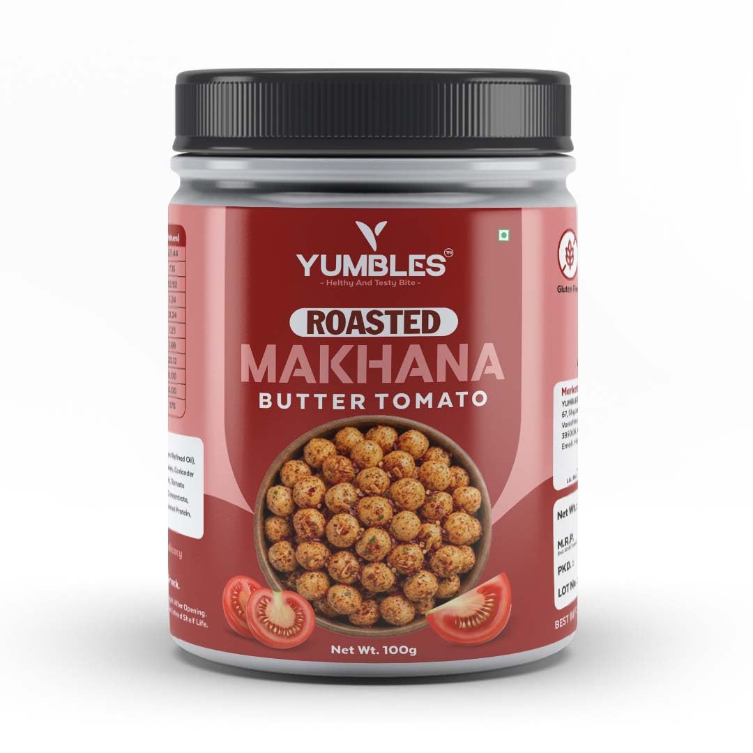 YUMBLES Roasted Makhana Butter Tomato | Tangy & Creamy Snack | Healthy Fox Nut | 100g-image-14