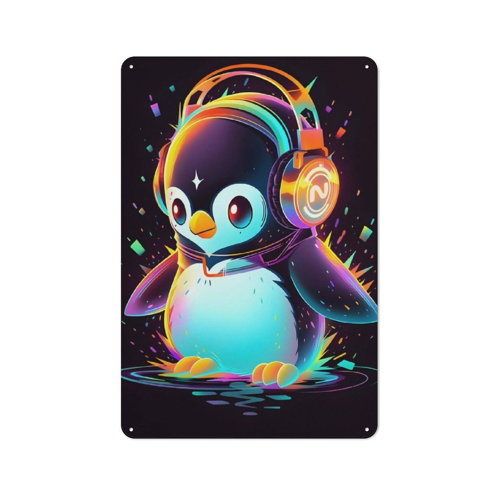 Cool Penguin Character Metal Wall Decor 30x20cm, Vintage Metal Sign for Home, Shop, Pub Or Studio Wall