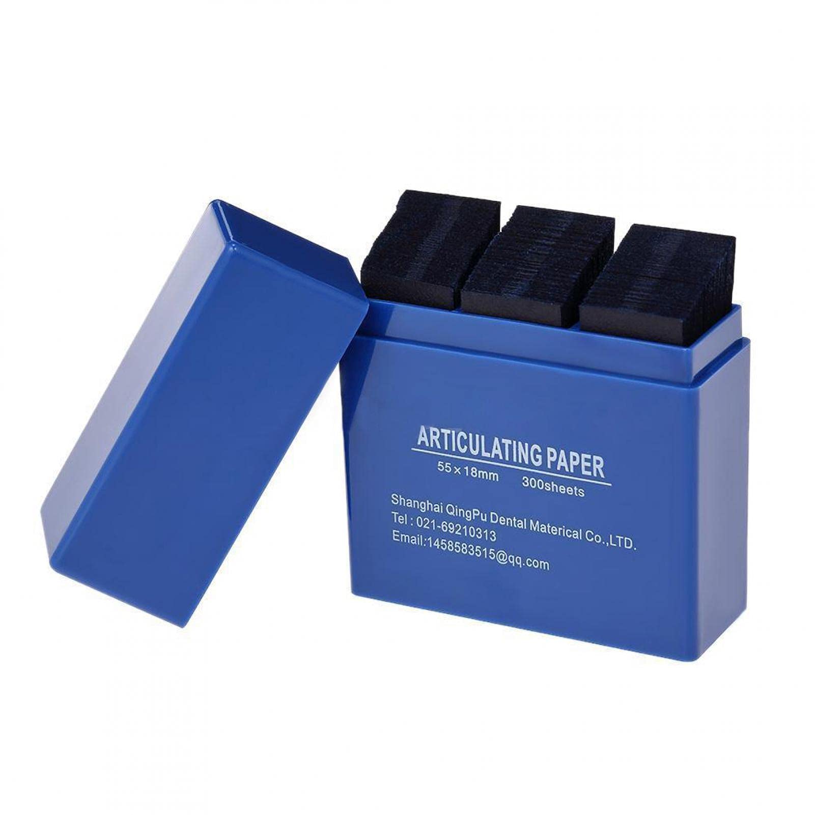 Dental Articulating Paper 300 PCS, Plastic Dispenser Blue 100 Micron Bite Articulating Paper & Film Doubled Side - 55 x 18 x 0.1mm(size:7.2 * 6.2 * 2.3cm)