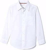 French Toast Boys Long Sleeve Button-Down Dress Shirt - Wrinkle No More Fabric, Expandable Collar, Standard & Husky Sizes